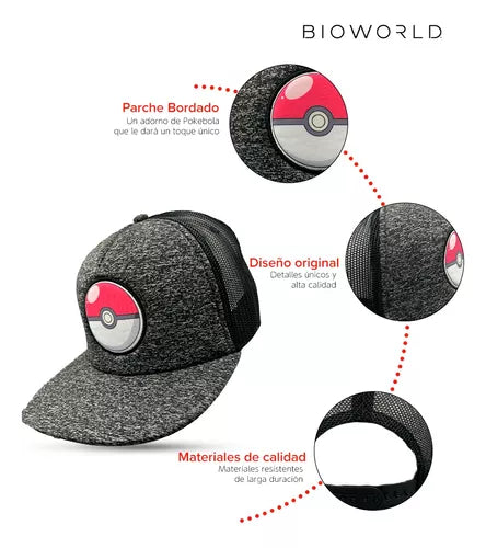 Bioworld Gorra Pokemon Pokebola Gris