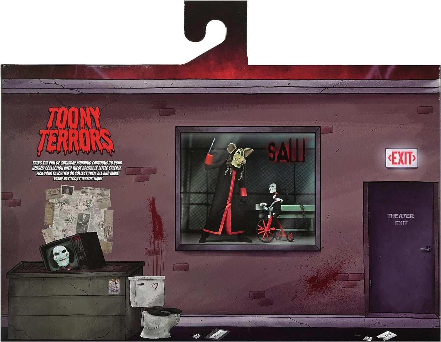 NECA Toony Terrors Saw - Set Asesino Jigsaw Y Marioneta Billy En Triciclo