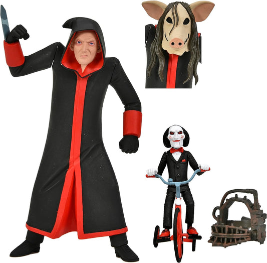 NECA Toony Terrors Saw - Set Asesino Jigsaw Y Marioneta Billy En Triciclo