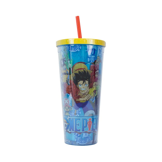 Geek Industry Vaso de Acrílico con tapa y popote One Piece Luffy