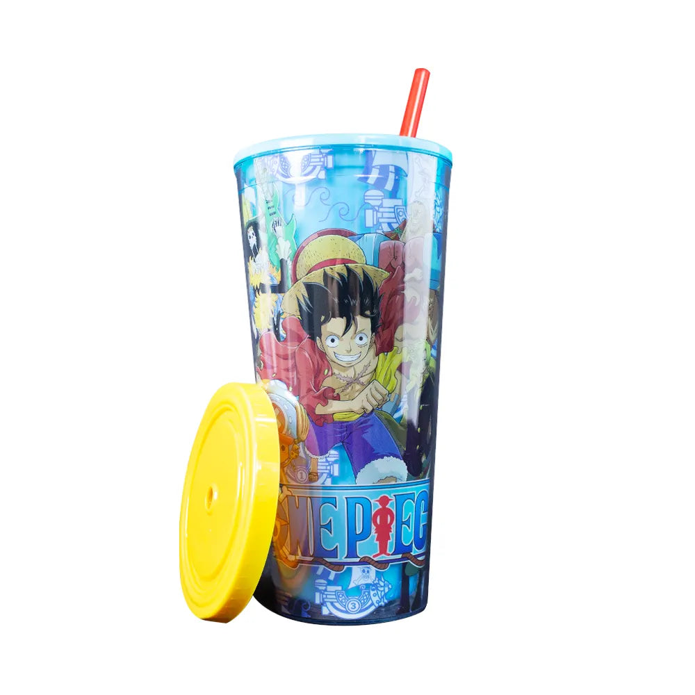 Geek Industry Vaso de Acrílico con tapa y popote One Piece Luffy