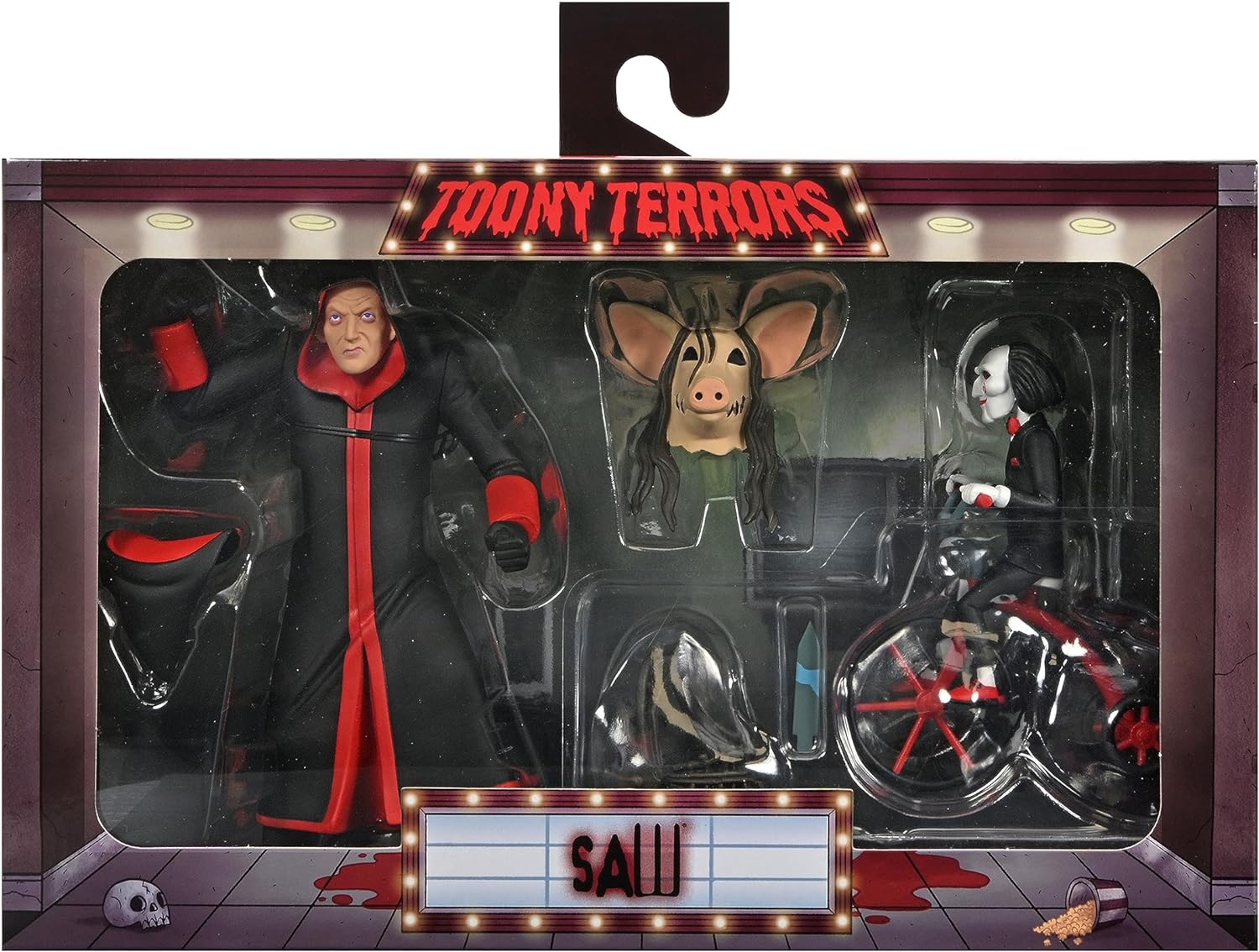 NECA Toony Terrors Saw - Set Asesino Jigsaw Y Marioneta Billy En Triciclo