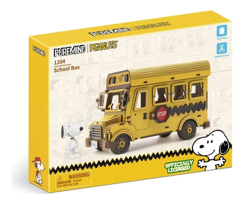 Puremind Snoopy School Bus Wooden Kit