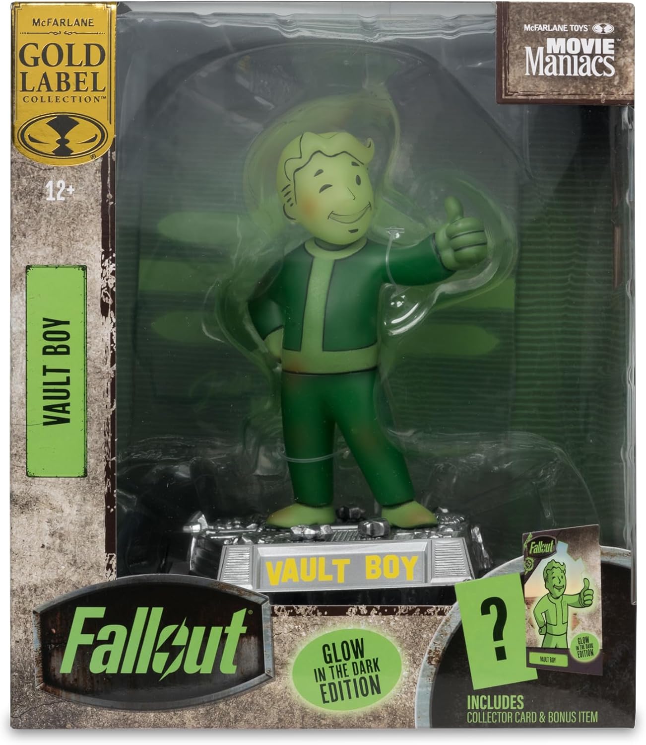 Mcfarlane Movie Maniacs Posed: Fallout - Vault Boy Gitd Gold Label