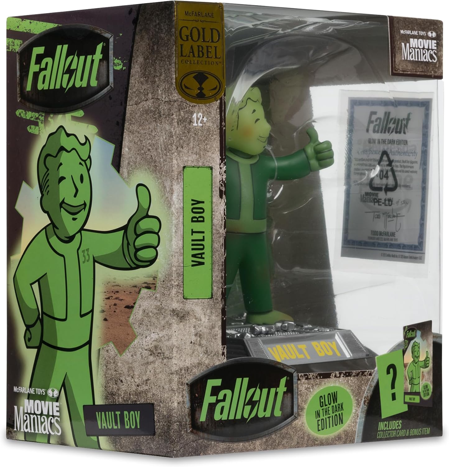 Mcfarlane Movie Maniacs Posed: Fallout - Vault Boy Gitd Gold Label