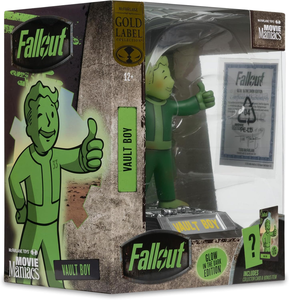 Mcfarlane Movie Maniacs Posed: Fallout - Vault Boy Gitd Gold Label