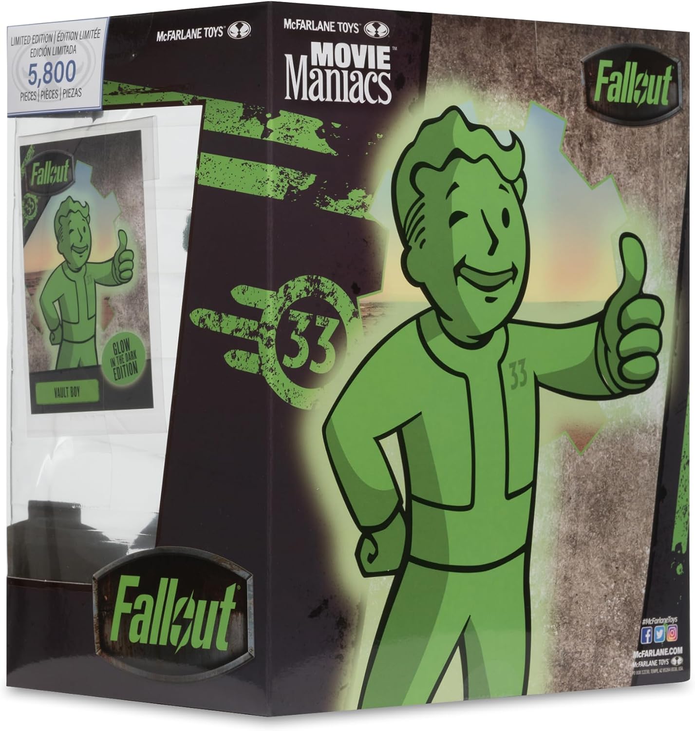 Mcfarlane Movie Maniacs Posed: Fallout - Vault Boy Gitd Gold Label
