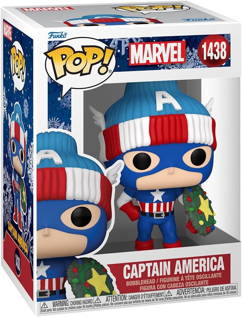 Funko Pop Marvel: Capitan America Navidad Con Gorro