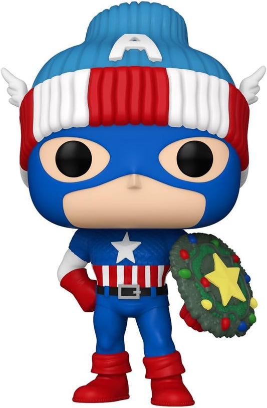 Funko Pop Marvel: Capitan America Navidad Con Gorro